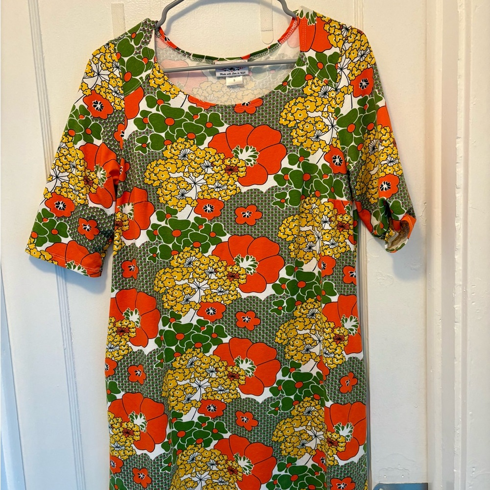 Blue Playtpus 3/4 Sleeve Scoop Neck Tunic/Mini Dress with Pockets